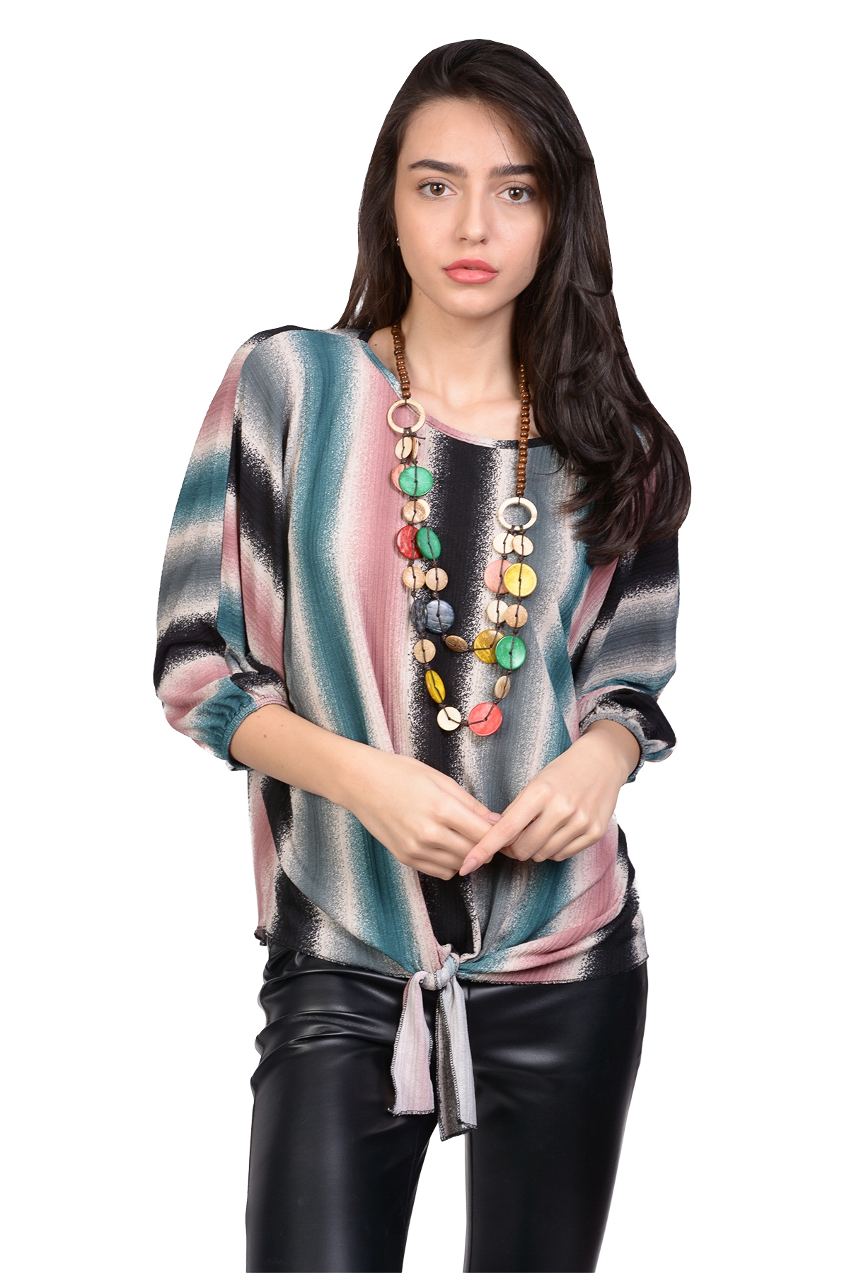 Bluza eleganta cu dungi multicolore 9044-1 BL lafemme.ro imagine reduceri