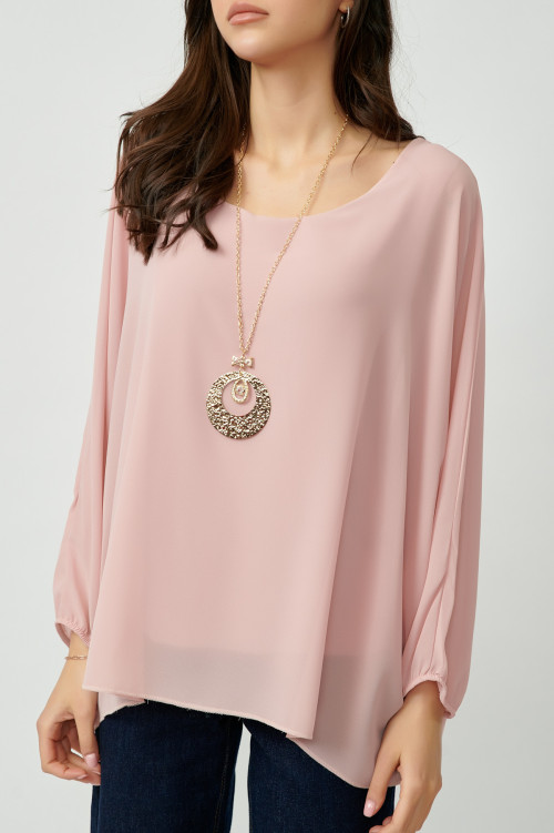 Bluza captusita din voal roz