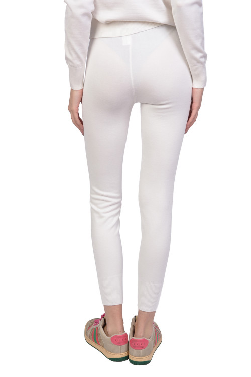 Pantaloni dama tricotati albi 9353 A