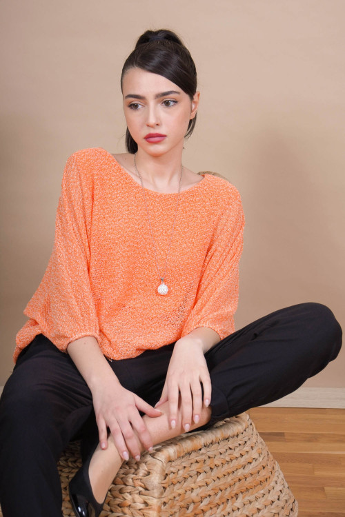 Bluza eleganta cu accesoriu COLIER Orange