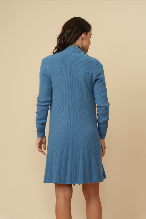 Jacheta pulover dama midi A7200 Albastru