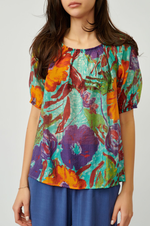 Bluza de vara din bumbac multicolor