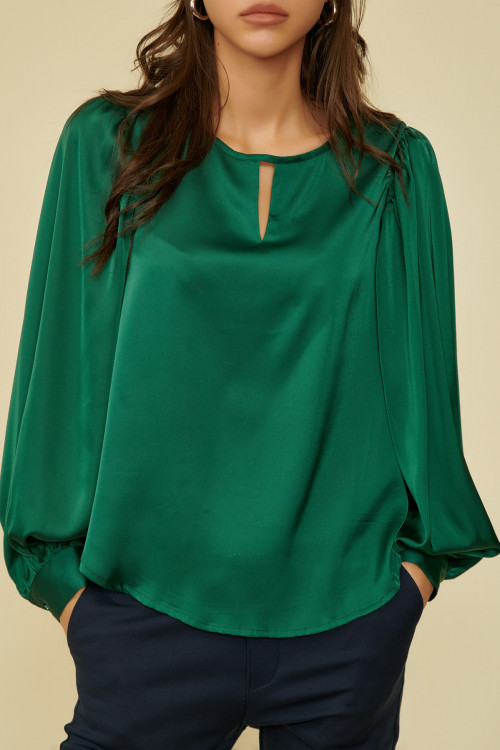 Bluza eleganta cu maneca bufanta 101508V Verde
