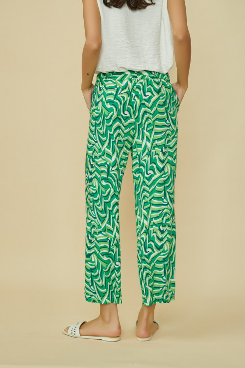 Pantaloni lejeri cu imprimeu abstract P9281GV Verde