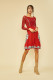 Rochie din tricot cu insertie tull H3711R Rosu